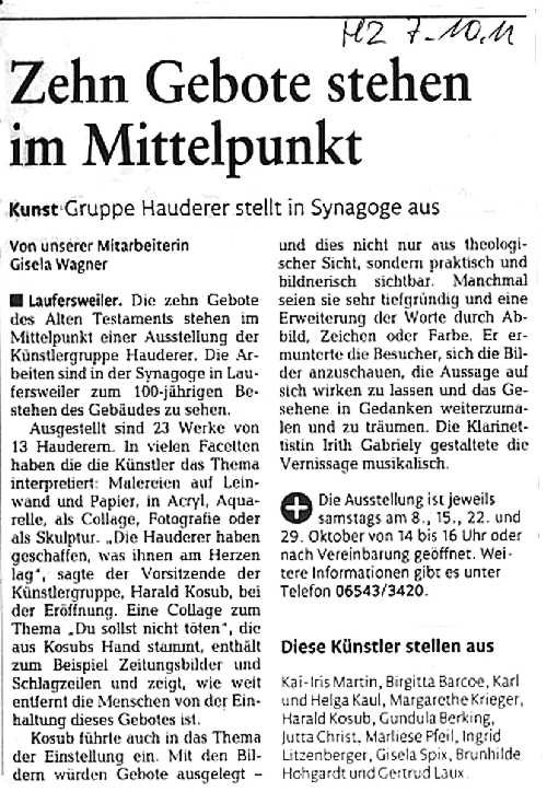 Ausstellungin der Synagoge Laufersweiler